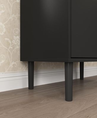 Tall Storage Show Cabinet with 2 Glass Display Door & 2 Doors, Tall Kitchen Pantry Cabinet with Gold Handles, Modern Cabinet Freestanding for Bathroom, Dining Living Room, Black