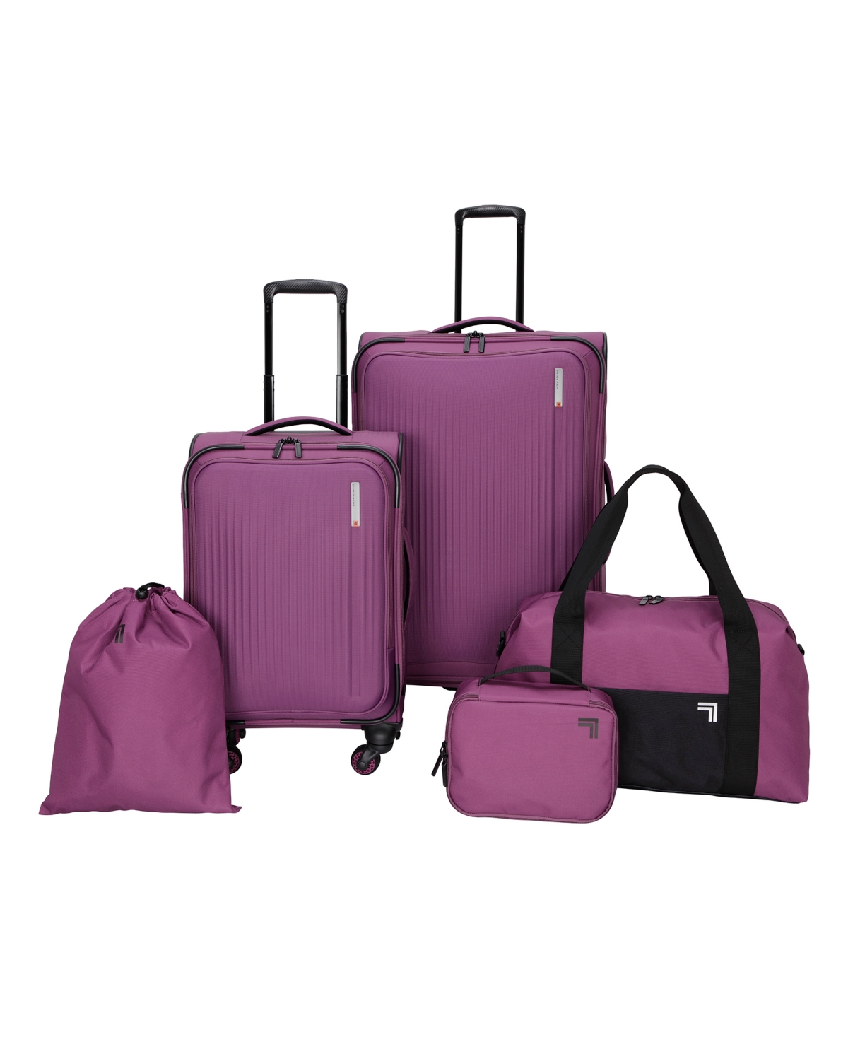 Sharper Image Travel Eva Molded 5 Piece Softside Luggage Set In Fuchsia