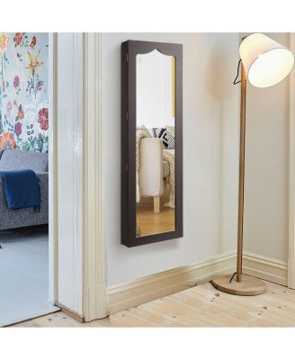 Door Hanging Mirror Jewelry Armoire with Full Length Mirror and 6 Drawers