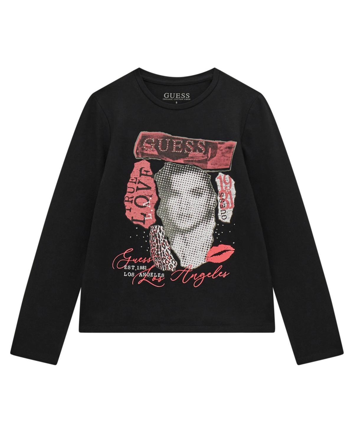 Guess Big Girls Long Sleeve Graphic T-shirt In Black