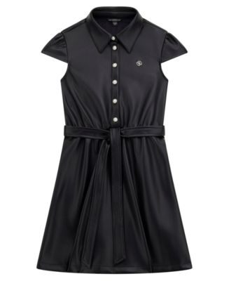 guess black leather dress Big Girls Short Sleeve with Belt Numatic