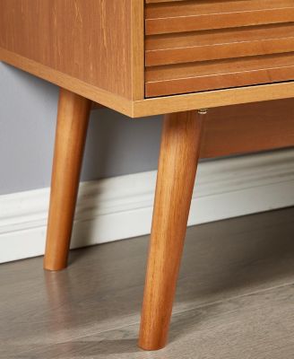  JaydenMax Modern TV Stand, Slatted Entertainment Center