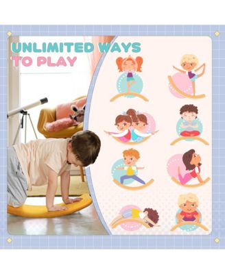 Kids 32" Balance Board, Wobble Board for Kids / Toddlers, Curvy Rocker Board, Preschool Learning Montessori Waldorf Toy for Ages 3-6 Years Old, Orange