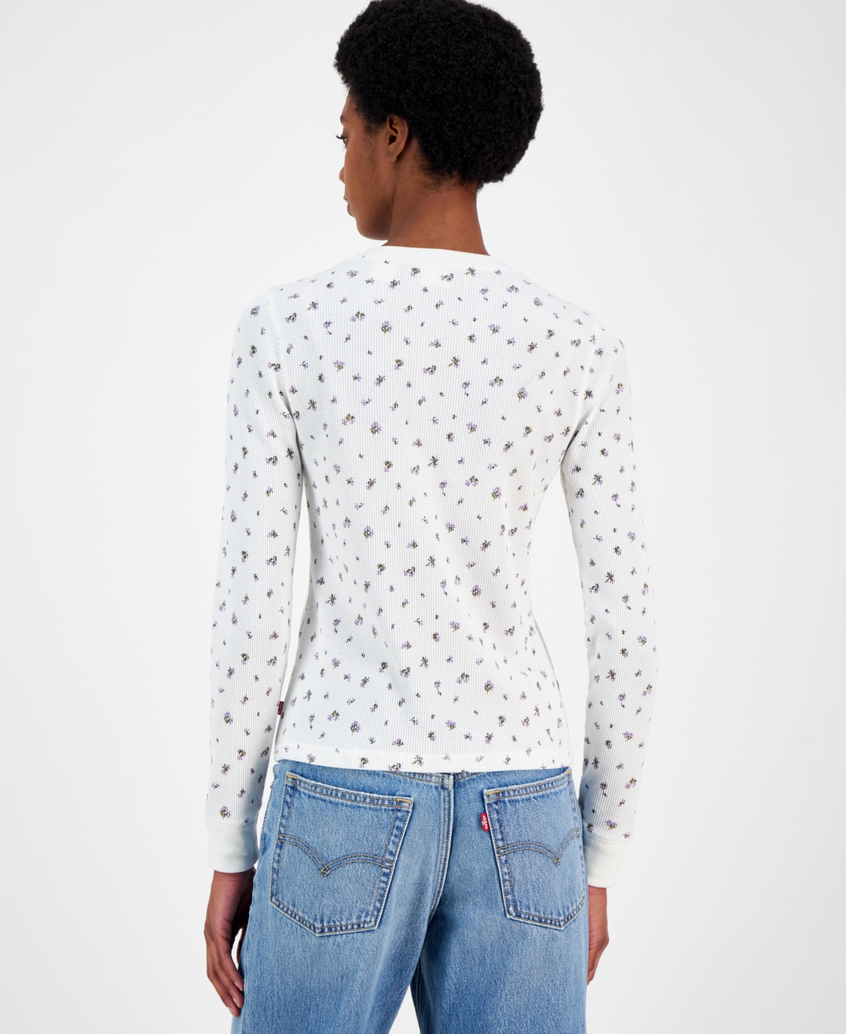 Levi's Women's Jakob Long Sleeve Waffle-Knit Henley Top