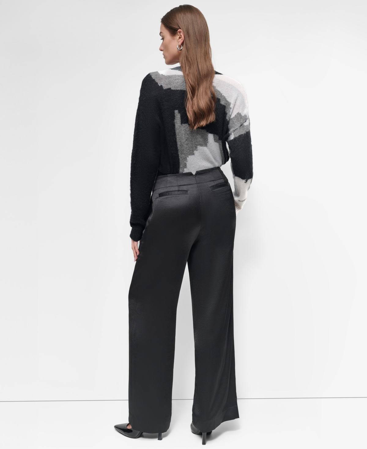 Dkny Women's Satin High-Rise Wide-Leg Pants