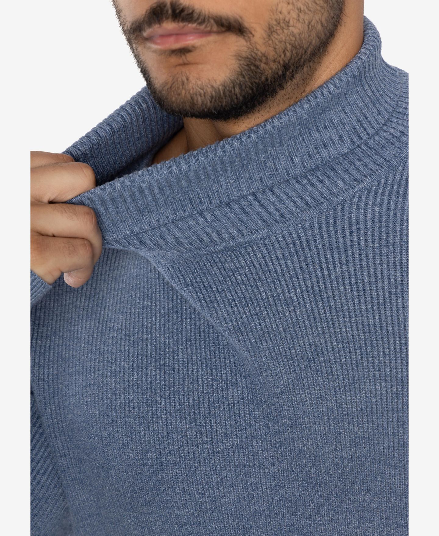 Мужской свитер SPRING + MERCER Ribbed Turtle Neck, цвет: Меланжевый сланцевый — фото 7
