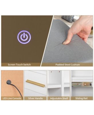 FCH Dressing Table Set with Mirror, 4 Drawers, 1 Storage Cabinet & 2 Shelves