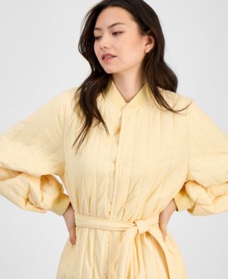 Women's Long Quilted Tie-Waist Jacket
