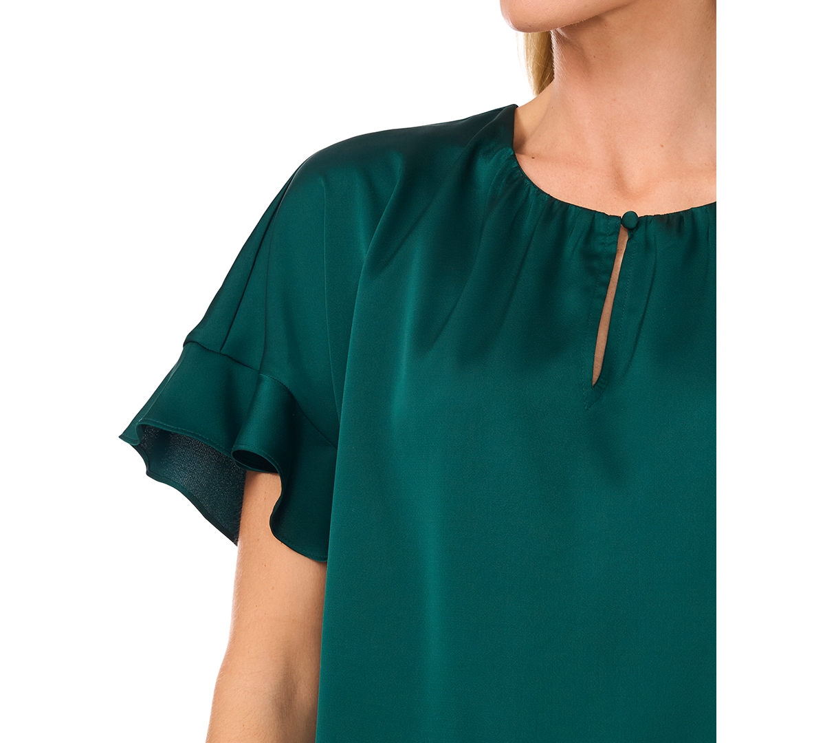 CECE WOMEN'S SHORT-SLEEVE FLUTTER BLOUSE