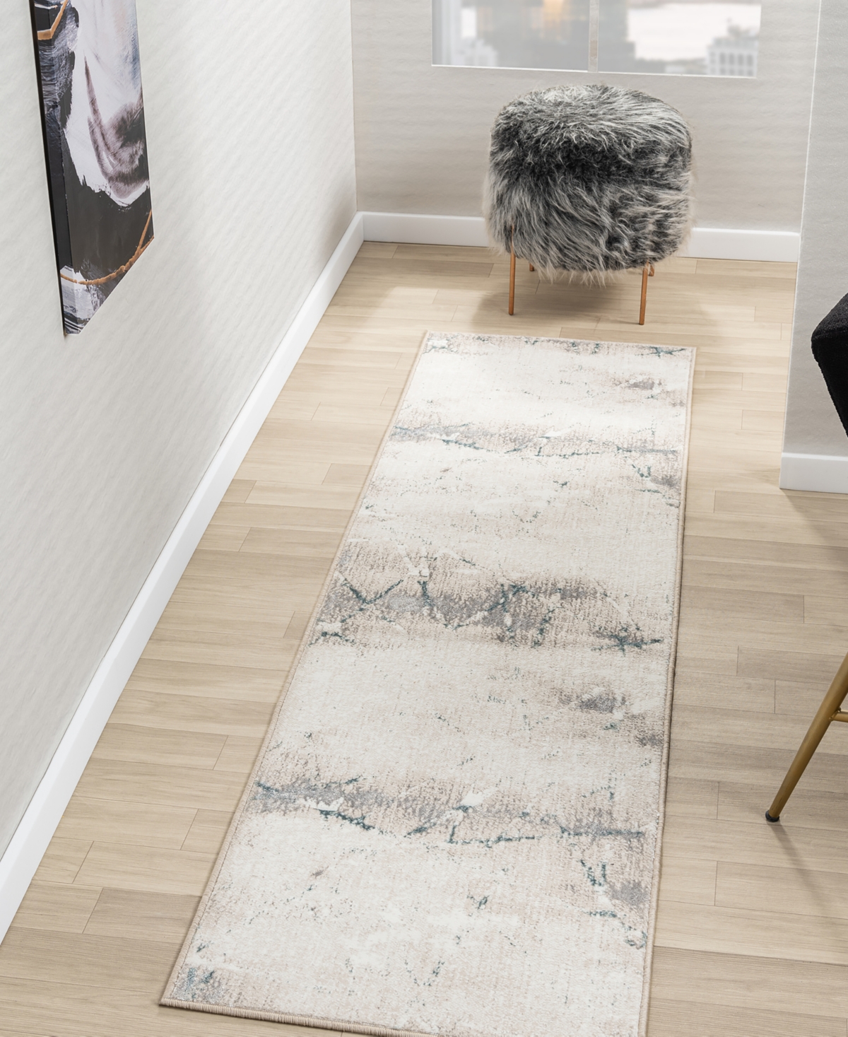 Lr Home Atlas Ant-051 2'x7' Runner Area Rug In Beige,blue