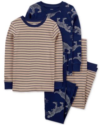 Carter's - Little & Big Boys Striped & Dinosaur Pajamas, 4 Piece Set