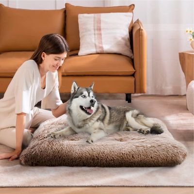 Pet Bed Mat, Plush Eyelash Faux Fur Calming Blanket Carpet Rug Mattress for Cats and Dogs in Tufted Design