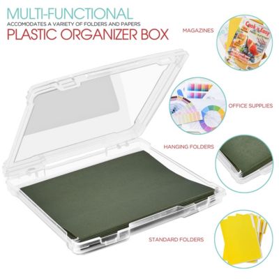 Single-Piece Thin Hanging File Organizer Bin Clear Plastic Stackable for Document Storage