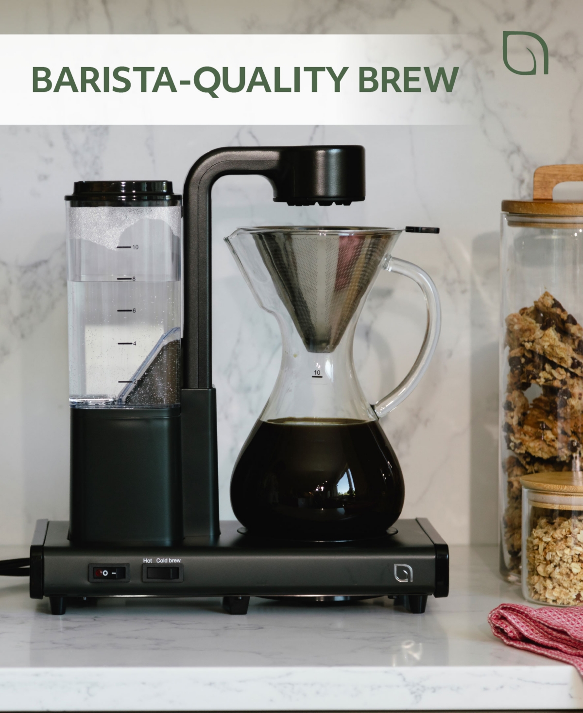 Willow Kitchen Artisan Brew Automatic Pour Over Coffee Maker- Blooming Technology