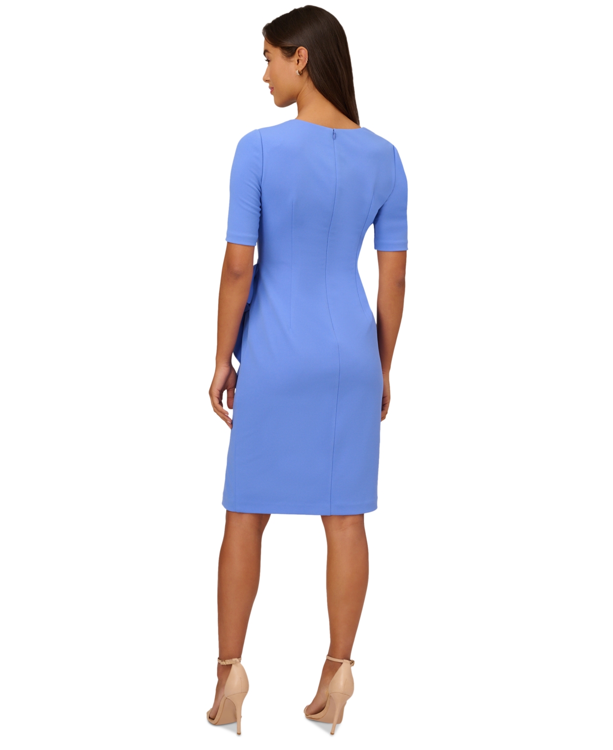 Adrianna Papell Draped Stretch Crepe Sheath Dress In Precious Peri