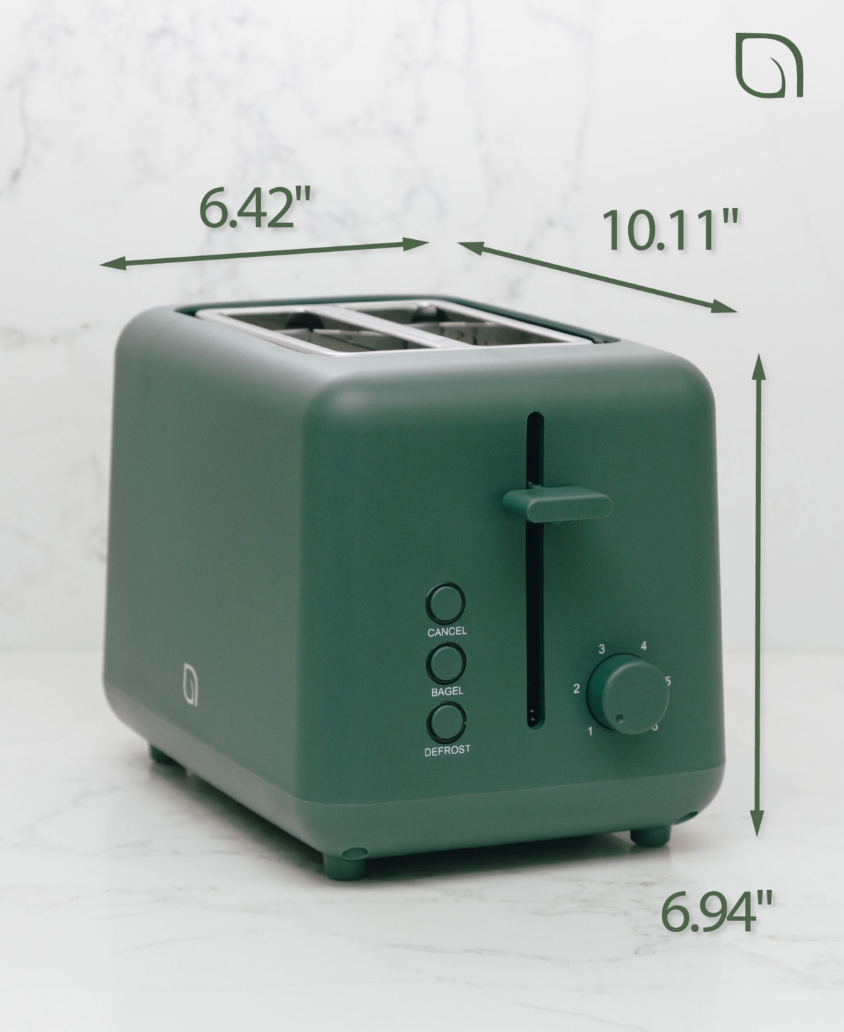 Willow Kitchen 2-Slice Toaster with Wide Slots - Perfect for Toast Bagels, Compact Design, Crumb Tray