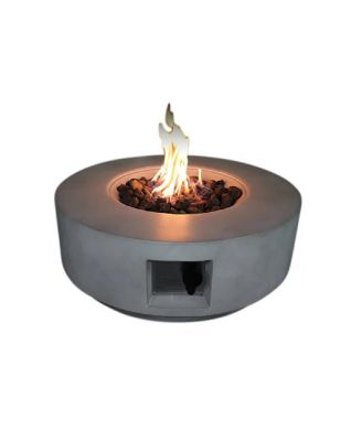 11" H x 30" W Fiber Reinforced Concrete Propane/Natural Gas Outdoor Fire Pit Table with Lid