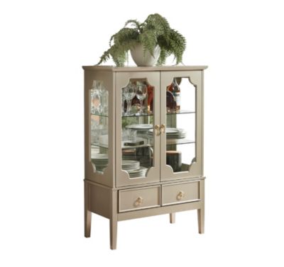 Curio Accent Storage Cabinet with Doors, Glass Shelves & Drawers - Sideboard Buffet Display Cabinet for Living Room Dining Room Kitchen