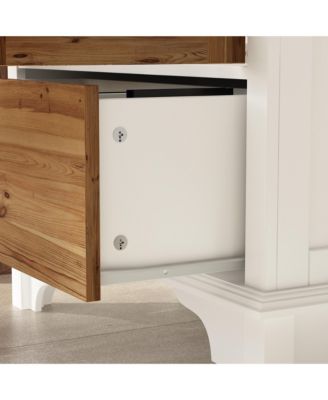 White Wooden 3-Shelf Standard Bookcase with Acrylic Door, Drawer