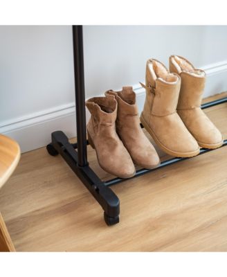 Rolling Adjustable Single-Rod Clothes Garment Rack