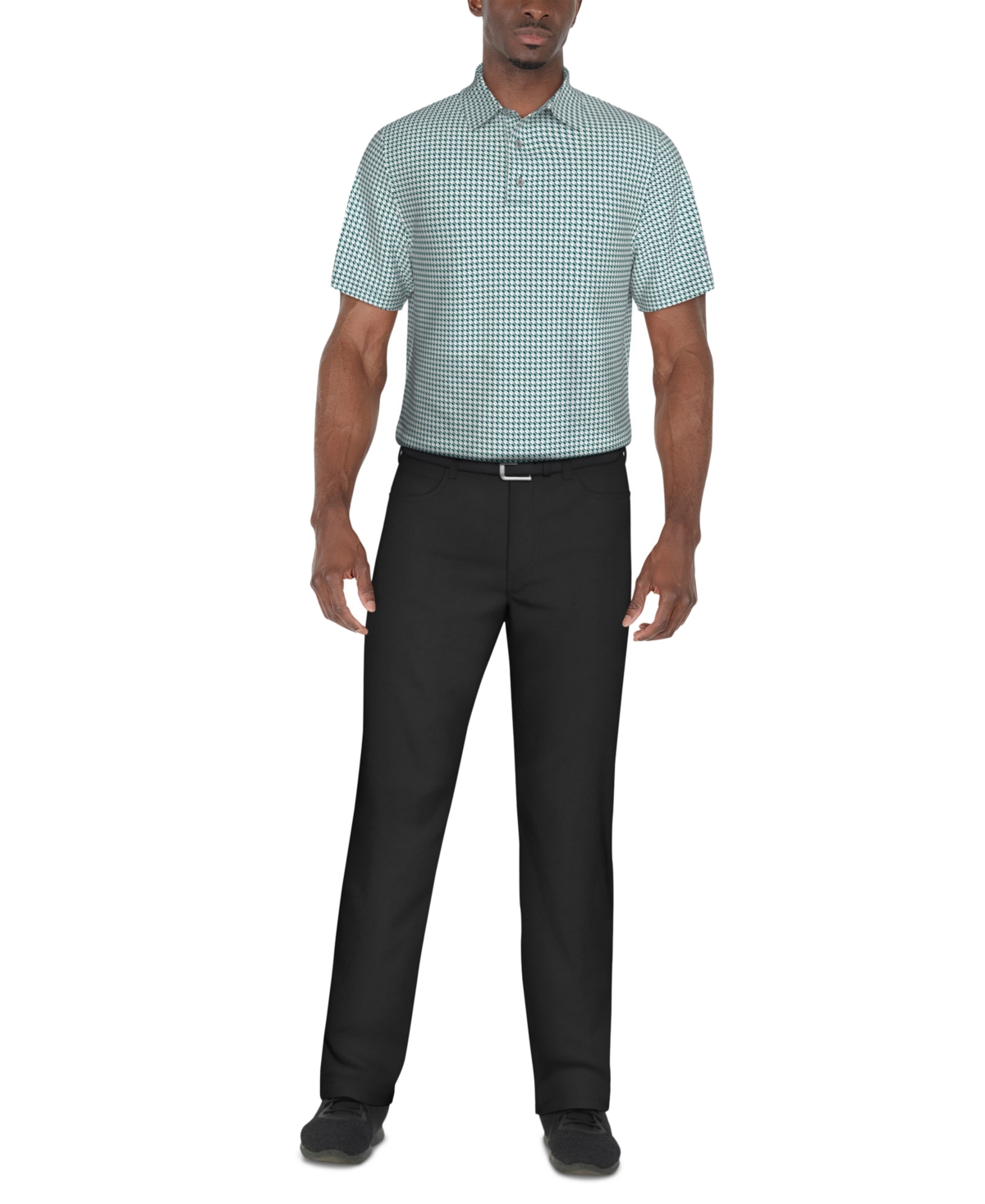 Pga Tour Men's Short Sleeve Geo Print Performance Polo Shirt