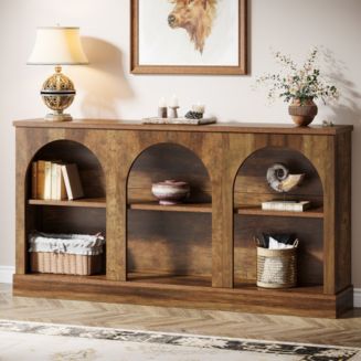 Tribesigns Farmhouse Console Table, 63-Inch Long Entryway Table with 3 Tier Storage, Wooden Rectangular Sofa Table Behind The Couch - Macy's