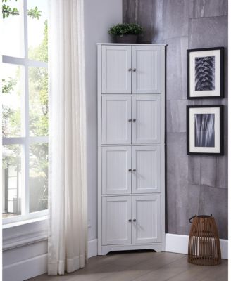 1 Pc Wood Metal Adjustable Shelf 8-Door 4-Tier Corner Kitchen Pantry Cabinet