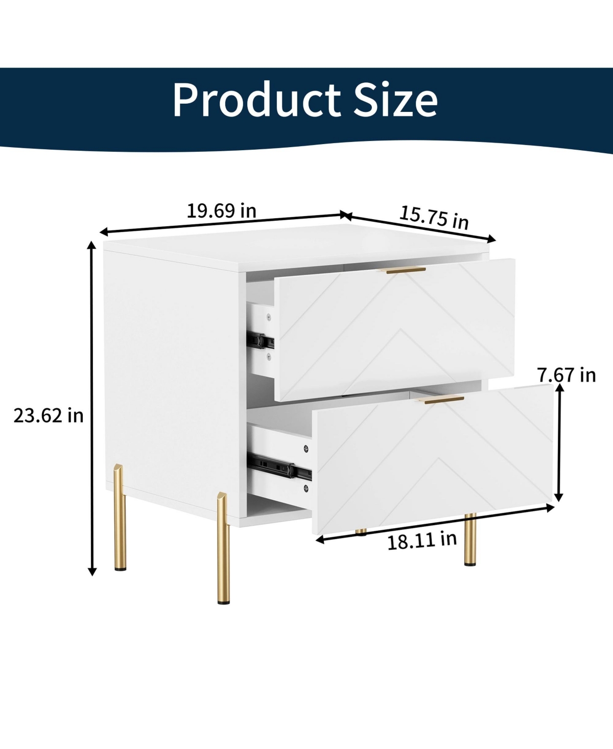 Boyel Living 2-Drawer Nightstand With Elegant Design