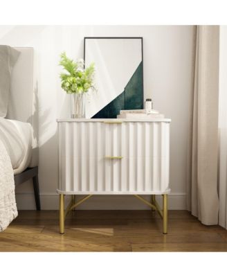 2-Drawer Nightstand with Metal Base