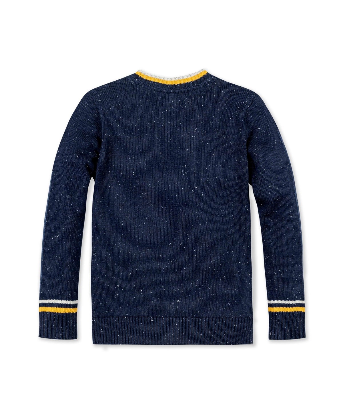 Hope & Henry Baby Boys Organic Long Sleeve V-Neck Sweater - Navy fleck with tipping