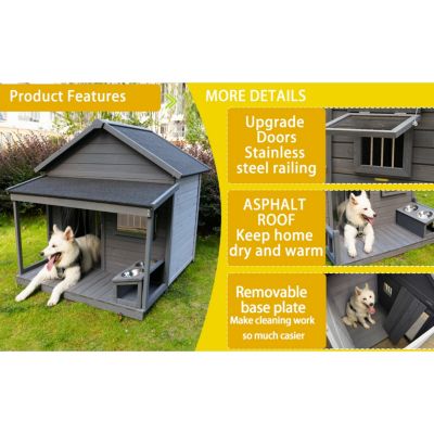 Streamdale Large, Weatherproof Dog House with Balcony