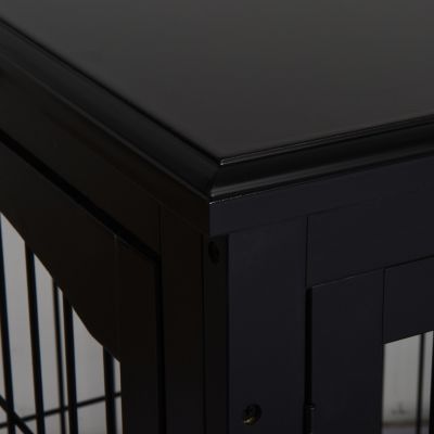 Dog Crate Furniture, Small Dog Cage End Table with Two Opening Sides, Lockable Door, Puppy Kennel Indoor, Cute and Decorative, Black