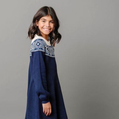 Toddler Girls Organic Fair Isle Raglan Sweater Dress