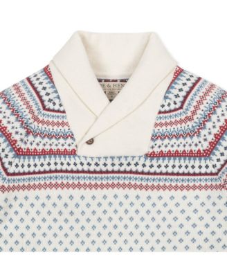 Baby Girls Organic Shawl Collar Fair Isle Sweater Dress