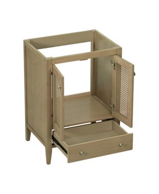 24" Rattan Bathroom Vanity Base Cabinet