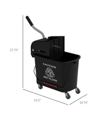 Mop Bucket with Wringer on Wheels for Floor Cleaning, 21 Quart, Separate Dirty and Clean Water, Black