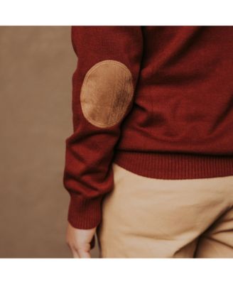 Boys Organic Long Sleeve Henley Pullover Sweater with Elbow Patches