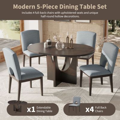 Modern Extendable Round Dining Set (5-Piece)