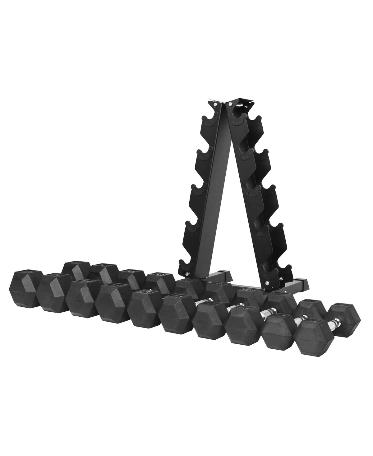 BalanceFrom Fitness BalanceFrom Signature Alloy Steel 200 lb Rubber Encased Hex Dumbbell Set, Black