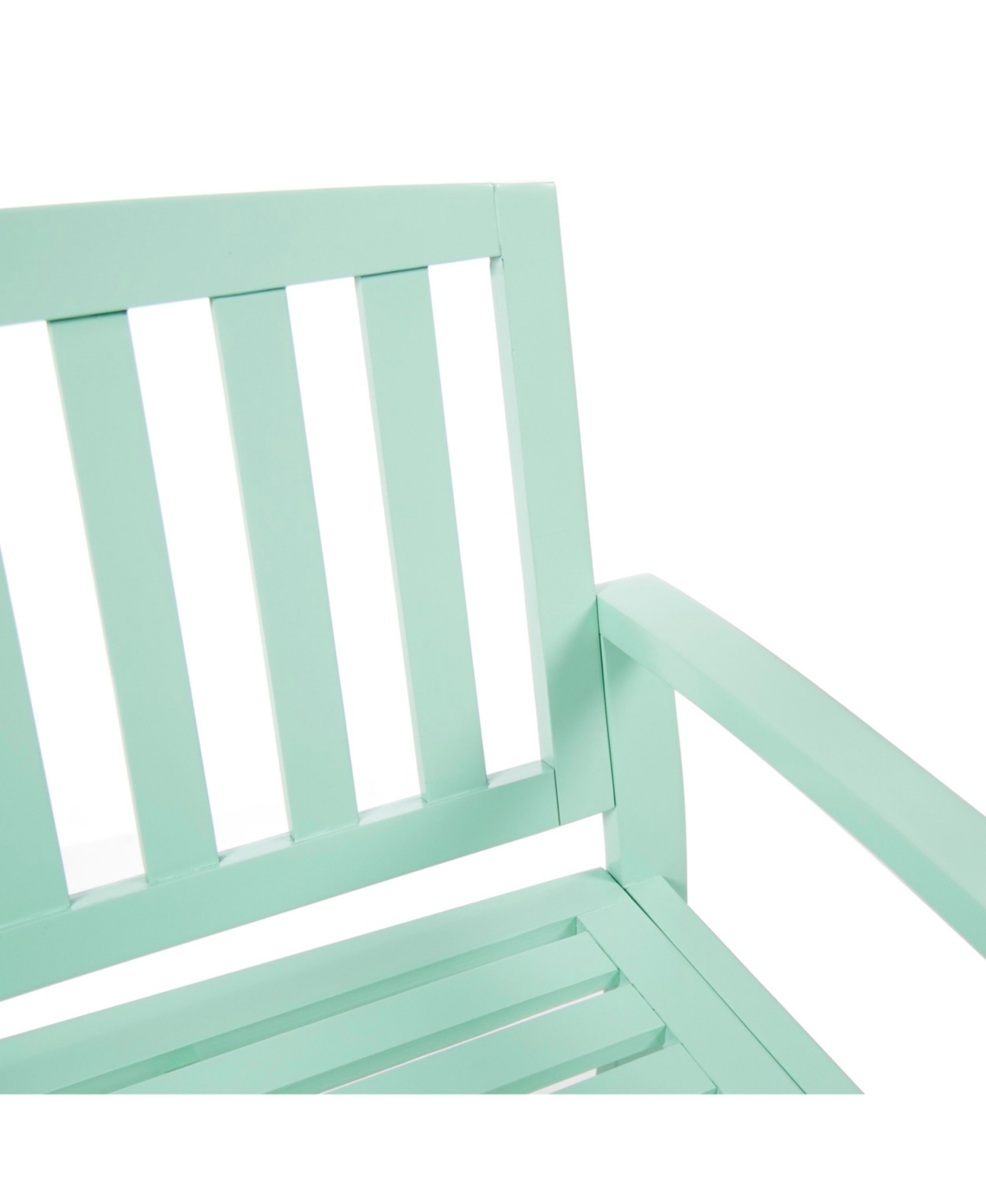 Farmhouse-Style Acacia Wood Bench In Light Mint