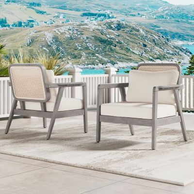 Streamdale Premium Acacia Wood Patio Club Chair w/ Waterproof Cushion