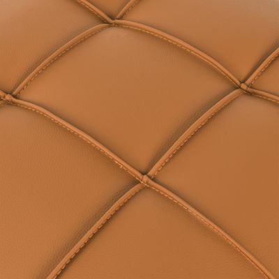 Streamdale Orange Leather Storage Ottoman with Golden Legs