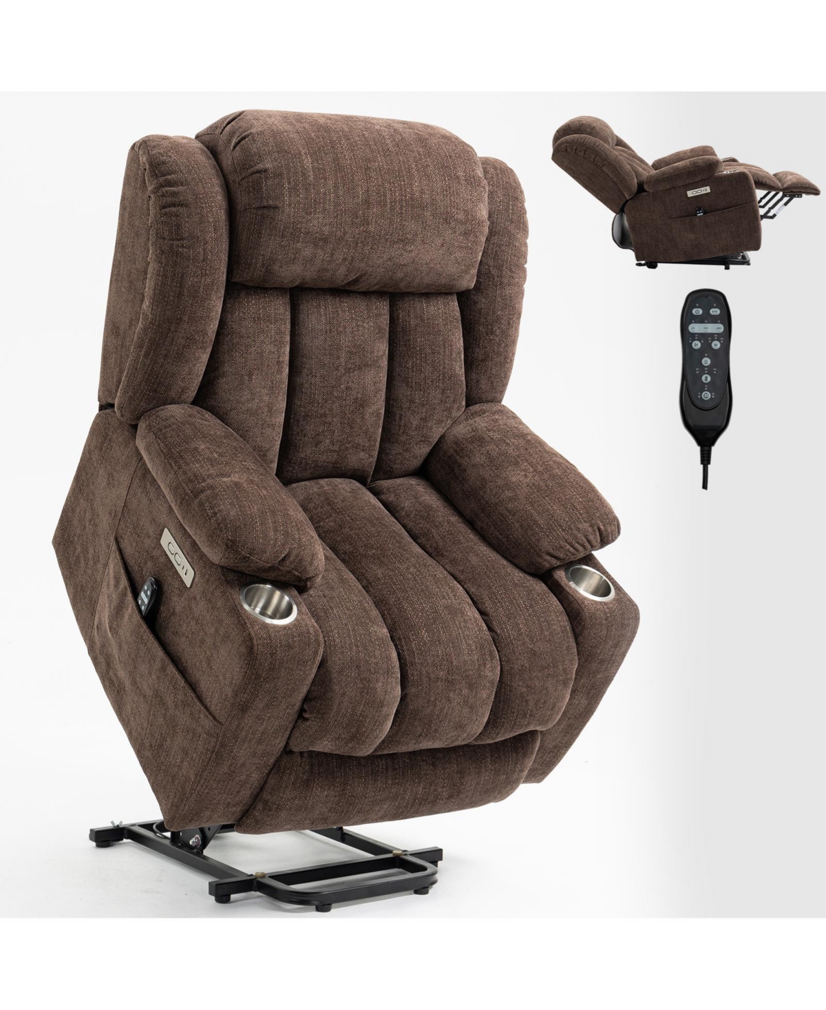 Streamdale Furniture Up to 350 Lbs Chenille Power Lift Recliner Chair, Heavy Duty Motion Mechanism with 8-Point Vibration Massage and Lumbar Heating,