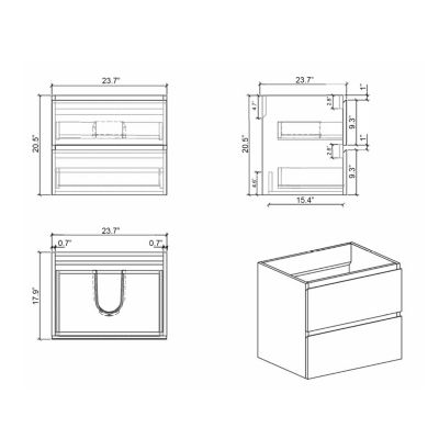 Wall Mounted Vanity, 2-Drawer, Pre-Assembled