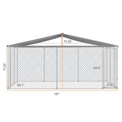  Dog Kennel Outdoor with Waterproof Canopy 181" 181" 71.65"