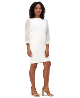 Jessica Howard - Petite Mesh-Sleeve Sheath Dress