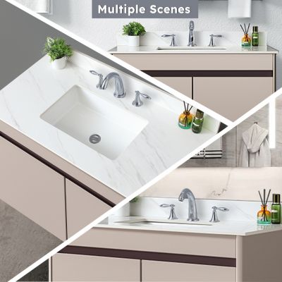 43" Marble Vanity Top with Sink and Backsplash undermount sink