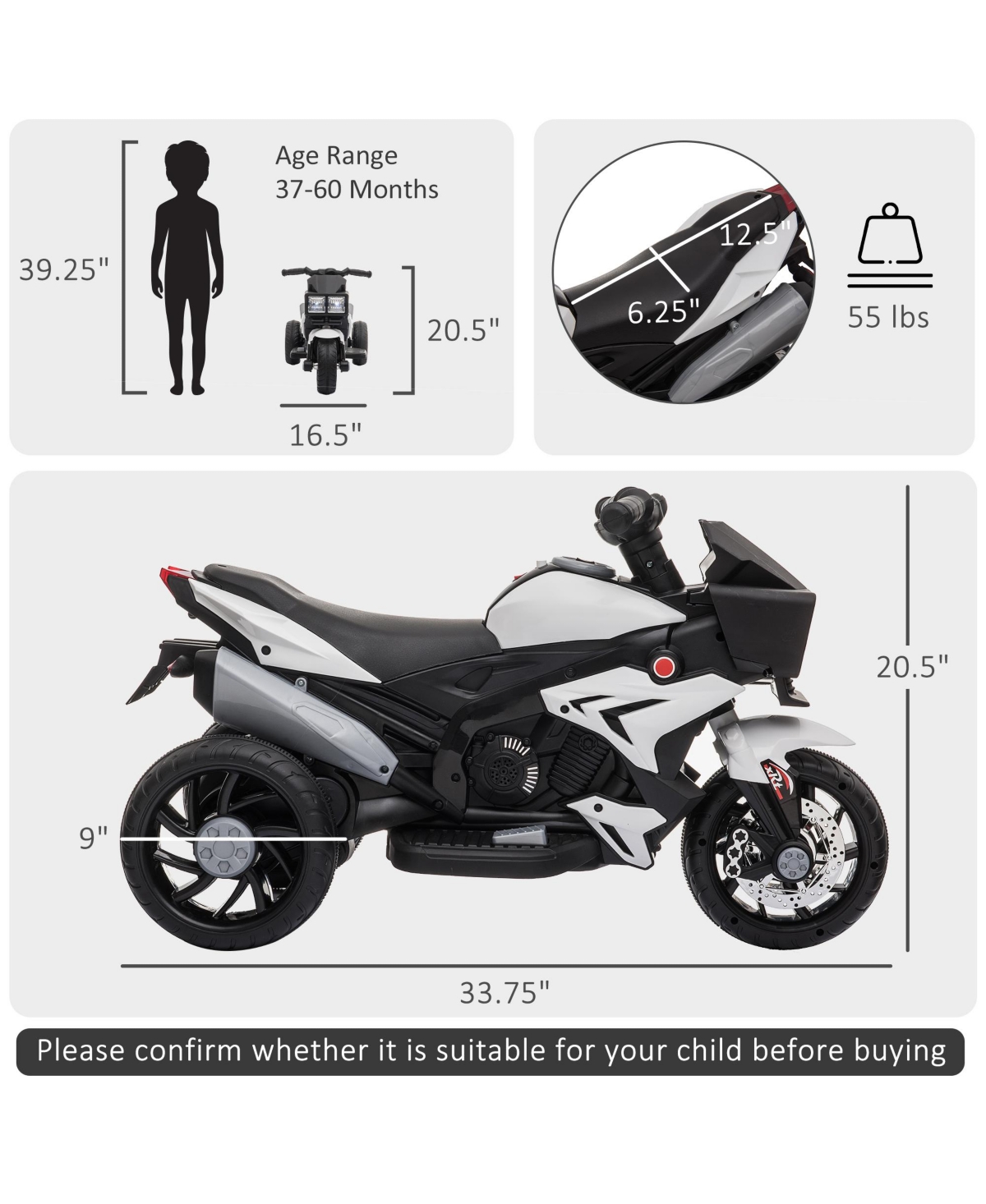 Streamdale Furniture 6V Kids Motorcycle Ride-on Toy for Toddlers and Up to 5 Years Old, High-Traction Battery-Operated Ride-on Vehicle, Mini Motorbike