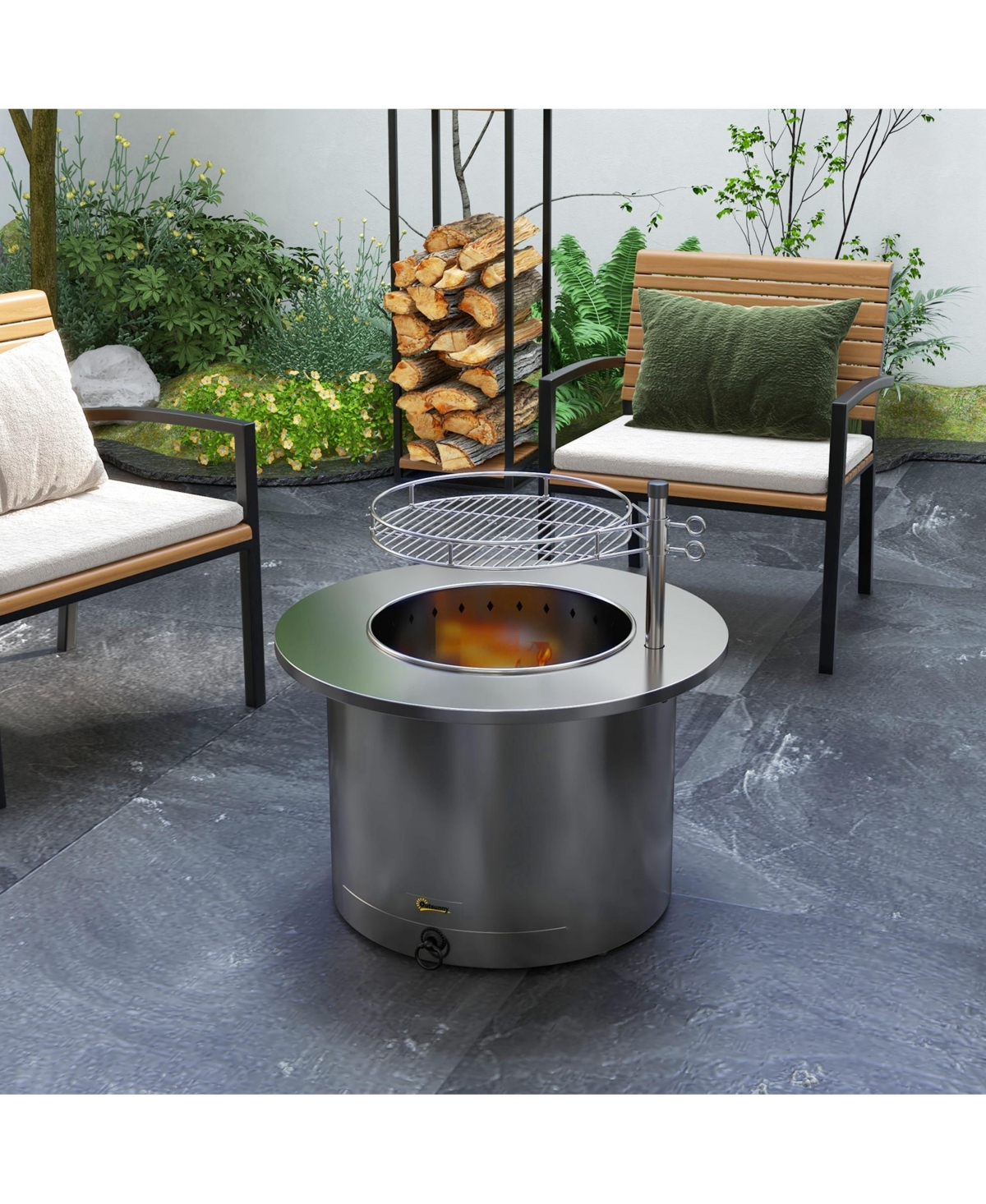 Streamdale Furniture 2-in-1 Smokeless Fire Pit, Bbq Grill, 25