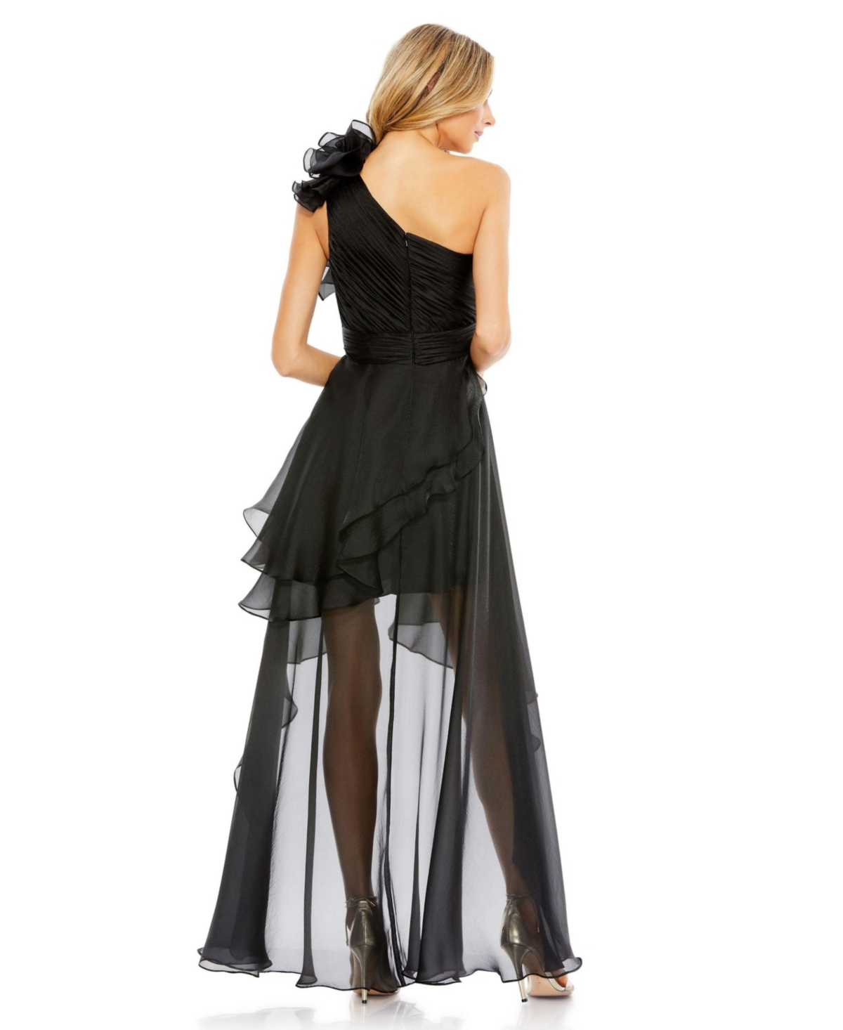 Mac Duggal Women's One Shoulder Ruffle Hi-Lo Gown